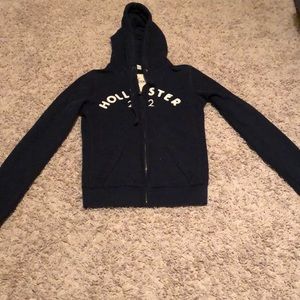 Hollister, Navy Blue full zip hoodie. Extra small